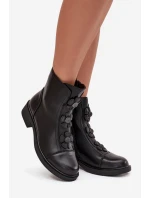 Kožené dámské kotníkové boty s ozdobnými květinami, zateplené Belverine – černé Kožené dámské kotníkové boty s ozdobnými květinami, zateplené Belverine – černé