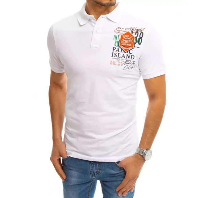 FashionStreet bílá polokošile s potiskem PX0370 FashionStreet bílá polokošile s potiskem PX0370