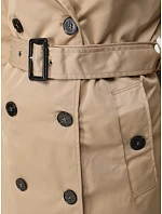 Dámský dvouřadový trenčkot s kapucí FashionStreet camel TY5656