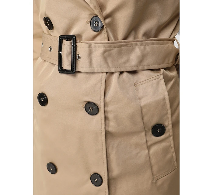 Dámský dvouřadový trenčkot s kapucí FashionStreet camel TY5656
