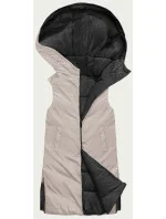 Černo-světle béžová dlouhá dámská vesta (V772G) Černo-světle béžová dlouhá dámská vesta (V772G)