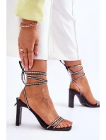 Elegantní vázané sandály s kamínky černé Nessy Elegantní vázané sandály s kamínky černé Nessy