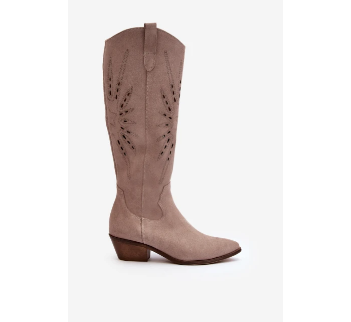 Semišové Lodičky s na Nízkém Podpatku Bežové model 21646141 - Zazoo