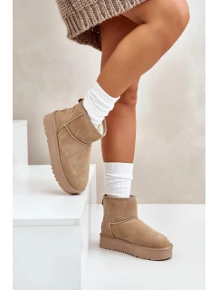 Dámské Semišové Sněhule Na Platformě Nad Kotníky Béžové Rianaella