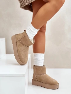 Dámské Semišové Sněhule Na Platformě Nad Kotníky Béžové Rianaella