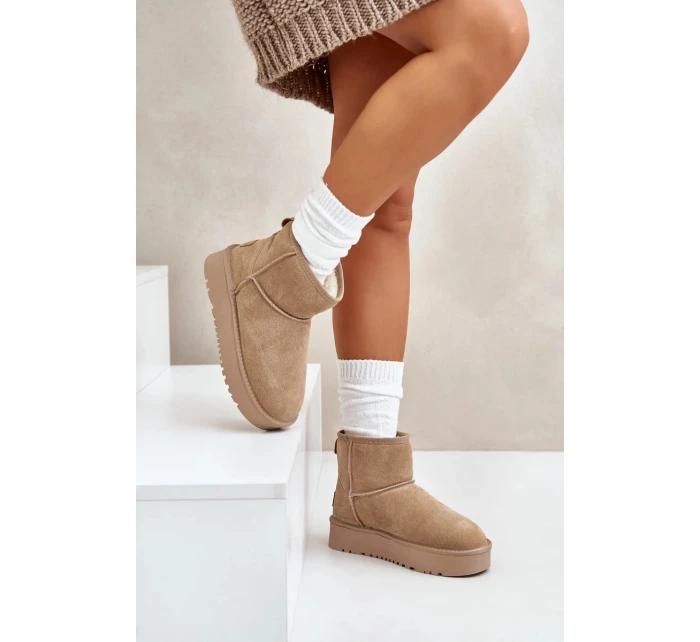 Dámské Semišové Sněhule Na Platformě Nad Kotníky Béžové Rianaella Dámské Semišové Sněhule Na Platformě Nad Kotníky Béžové Rianaella