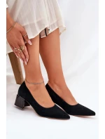 Dámské semišové lodičky s špičatou špičkou Vinceza – černé Dámské semišové lodičky s špičatou špičkou Vinceza – černé