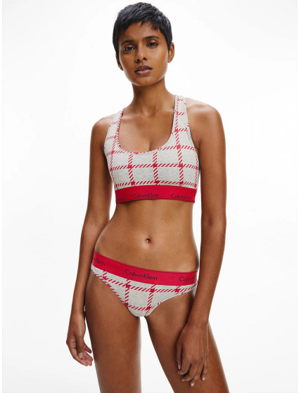 Dámský set spodního prádla - QF6703E - VH8 - Šedá s červeným vzorem - Calvin Klein