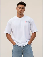 Pánské bavlněné tričko s potiskem bílé FashionStreet RX5302