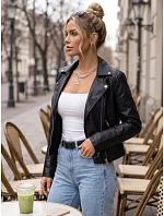 Dámská kožená bunda ve stylu Ramones, černá, FashionStreet TY5723