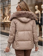 Dámská zimní prošívaná bunda s kapucí, béžová, FashionStreet TY6005 Dámská zimní prošívaná bunda s kapucí, béžová, FashionStreet TY6005