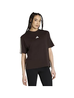 Dámské tričko Essentials 3Stripes tmavě hnědé, model 22369294 - ADIDAS
