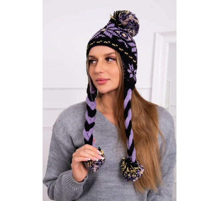 Kostkovaná čepice Fabia K272 černá+fialová Kostkovaná čepice Fabia K272 černá+fialová