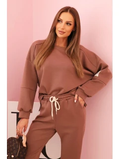Komplet mikina + kalhoty máslová čokoládová