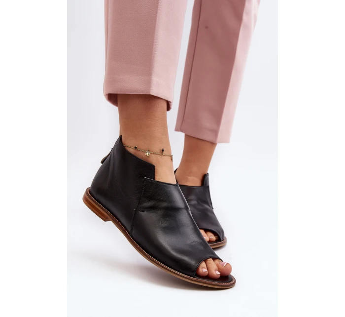 Dámské kožené sandály model 21648260 černé - Laura Messi Dámské kožené sandály model 21648260 černé - Laura Messi