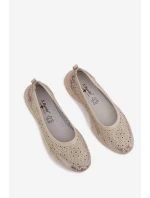 Kožené krajkové baleríny model 22027787 béžové - S.Barski Kožené krajkové baleríny model 22027787 béžové - S.Barski
