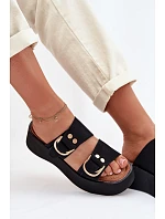 Dámské sandály se zlatými sponami Černé model 22039857 - Boto