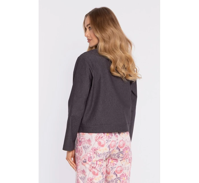 M909 Zkrácená bunda na knoflíky s klopami - grafitová M909 Zkrácená bunda na knoflíky s klopami - grafitová