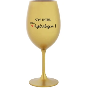 SOM HYDRA. RADA HYDRATUJEM! - zlatý pohár na víno 350 ml SOM HYDRA. RADA HYDRATUJEM! - zlatý pohár na víno 350 ml