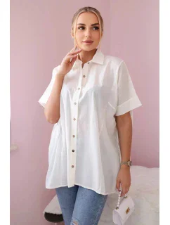 Bavlněná košile s krátkým rukávem 28838 ecru - Kesi