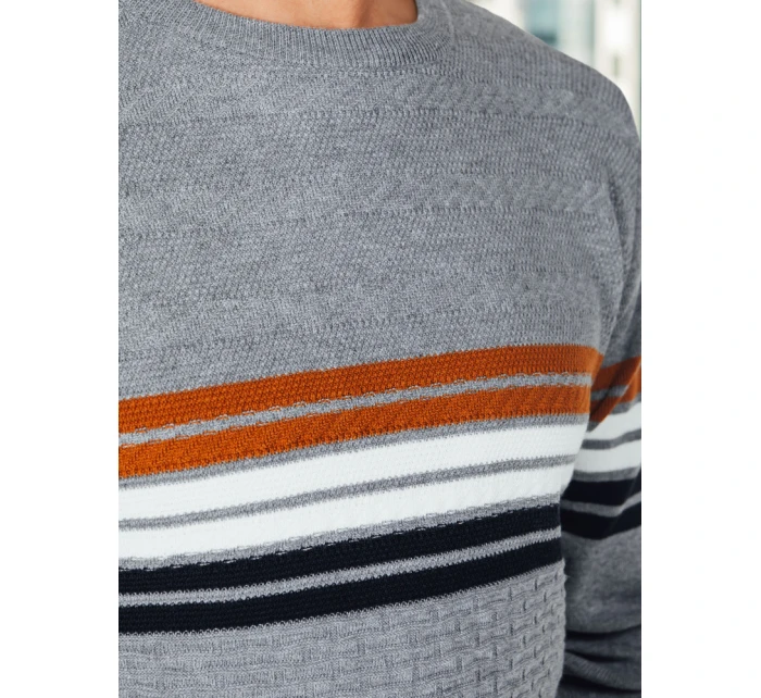 Pánský pruhovaný šedý svetr FashionStreet WX2324