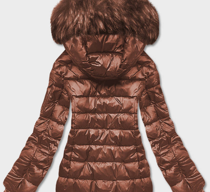 Krátká hnědá dámská zimní bunda (YP-20129-106)