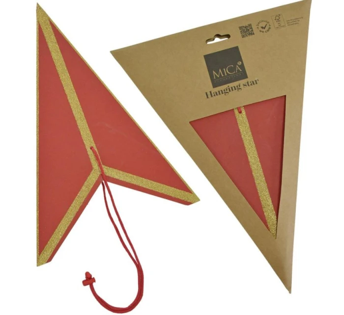 FSC DEKORATIVNÍ ZÁVĚSNÝ PAPÍR HVĚZDA 14x45CM ČERVENÝ 7 ODSTÍNŮ MICA