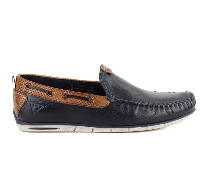 Pánské tmavě modré kožené mokasíny Bugatti 321-A2X65-1000-4100