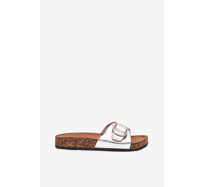 Dámské Pantofle Na Korek Platformě S Přezkou Stříbrné Vianara Dámské Pantofle Na Korek Platformě S Přezkou Stříbrné Vianara