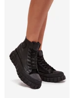 Zateplené Vysoké Tenisky Dámské Na Platformě S Zipem Černé model 21705267 - Boto Zateplené Vysoké Tenisky Dámské Na Platformě S Zipem Černé model 21705267 - Boto