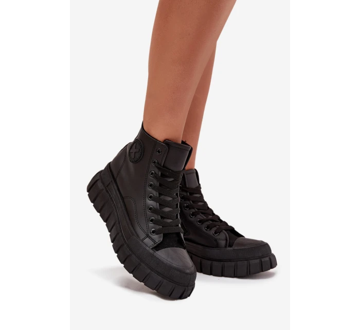Zateplené Vysoké Tenisky Dámské Na Platformě S Zipem Černé model 21705267 - Boto Zateplené Vysoké Tenisky Dámské Na Platformě S Zipem Černé model 21705267 - Boto
