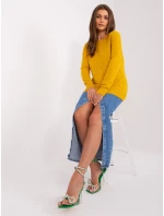 Sweter AT SW model 18884818 ciemny żółty - FPrice Sweter AT SW model 18884818 ciemny żółty - FPrice