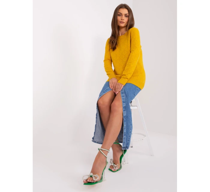 Sweter AT SW model 18884818 ciemny żółty - FPrice Sweter AT SW model 18884818 ciemny żółty - FPrice