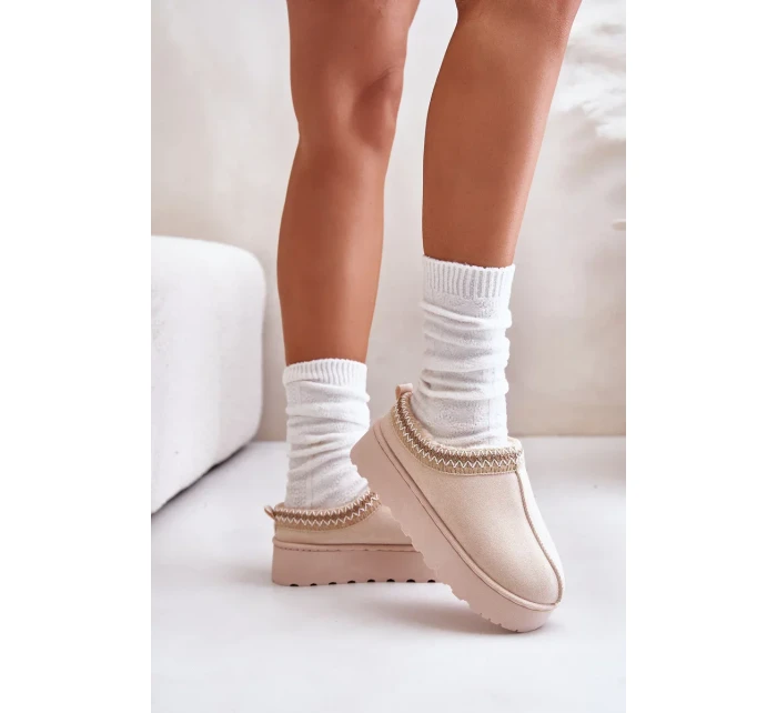 Sněhule Dámské Na Platformě Zateplené Kožíškem Světle Béžové Remenia Sněhule Dámské Na Platformě Zateplené Kožíškem Světle Béžové Remenia