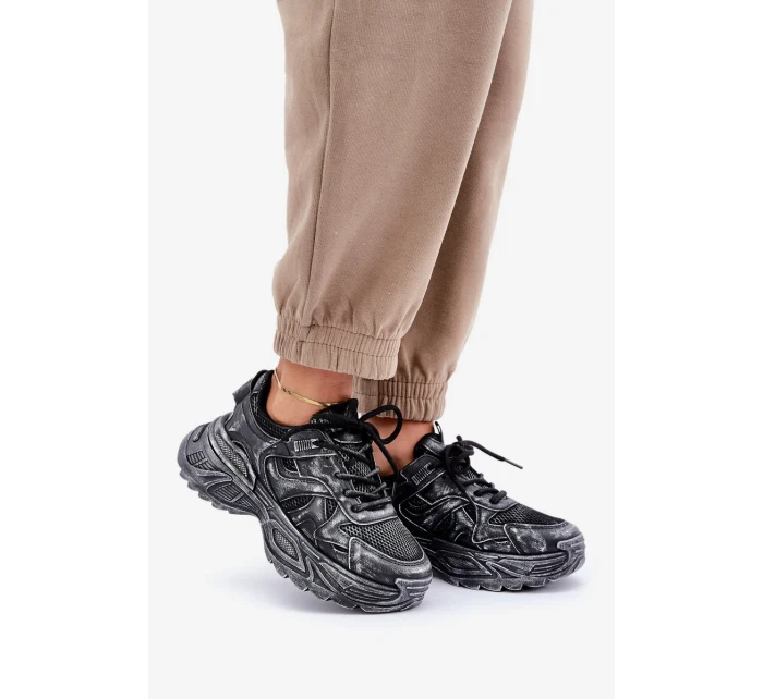 Dámské tenisky s odřením na platformě černé Seladwen Dámské tenisky s odřením na platformě černé Seladwen