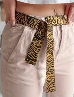 Dámské kalhoty s páskem MADELINA růžové FashionStreet UY2627