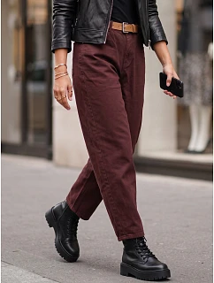 Jeansy damskie z wysokim stanem mom fit z paskiem model 22363306 - FashionStreet