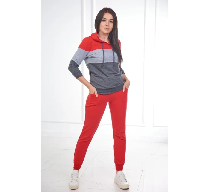 Barevná pruhovaná sada červená+šedá Barevná pruhovaná sada červená+šedá