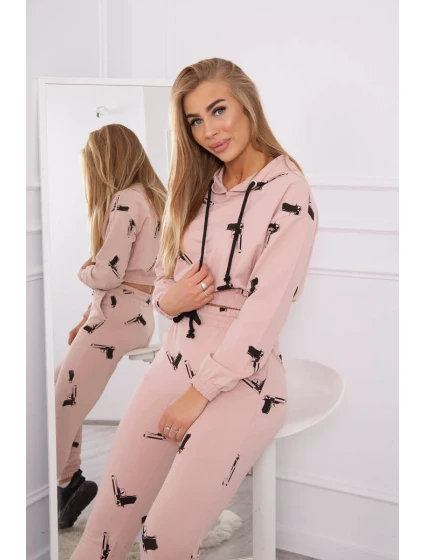 Sada s potiskem pistole tmavě pudrově růžová Sada s potiskem pistole tmavě pudrově růžová