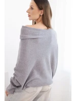 Svetr dámský viskózový asymetrický typu model 21748063 šedý - K-Fashion