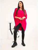Dámský svetr Plus Size s výstřihem do V fuchsiový