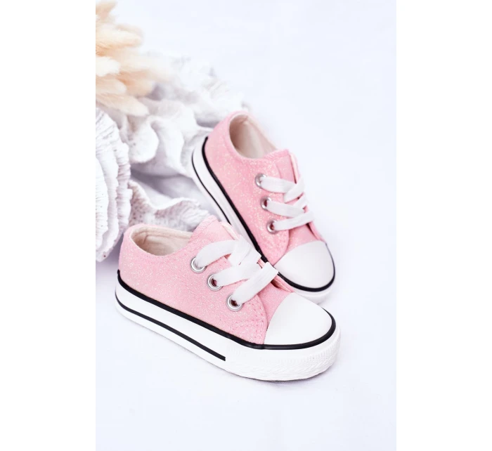 Dětské Brokátové Tenisky Růžové Bling-Bling Dětské Brokátové Tenisky Růžové Bling-Bling