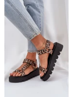Zdobené Sandály Na Platformě Leopardí Hnědé model 21684515 - Boto Zdobené Sandály Na Platformě Leopardí Hnědé model 21684515 - Boto