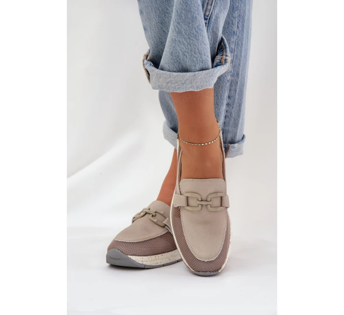 Dámské Kožené Mokasíny D&A model 21685986 Šedé - S.Barski Dámské Kožené Mokasíny D&A model 21685986 Šedé - S.Barski