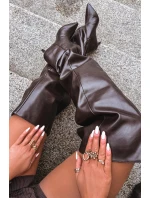 dámské kozačky na podpatku čokoládové model 21713432 - Boto dámské kozačky na podpatku čokoládové model 21713432 - Boto