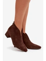 Dámské kotníkové boty na klínu s čokoládové model 21919531 - Boto