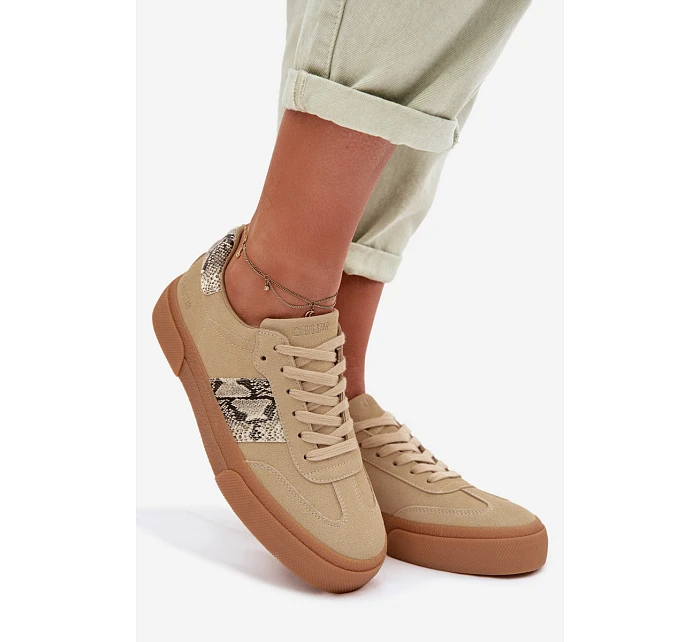 Dámské tenisky s kůží Big Star Béžové model 22042750 - Big Star Shoes
