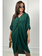 Oversize šaty s výstřihem do V tmavě zelené barvy