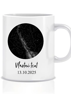 Personalizovaný klasický bílý keramický hrníček 300 ml s hvězdnou mapou