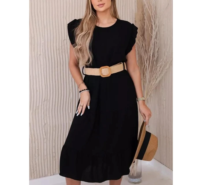 Dámské šaty 5997 s páskem černé - Kesi Dámské šaty 5997 s páskem černé - Kesi